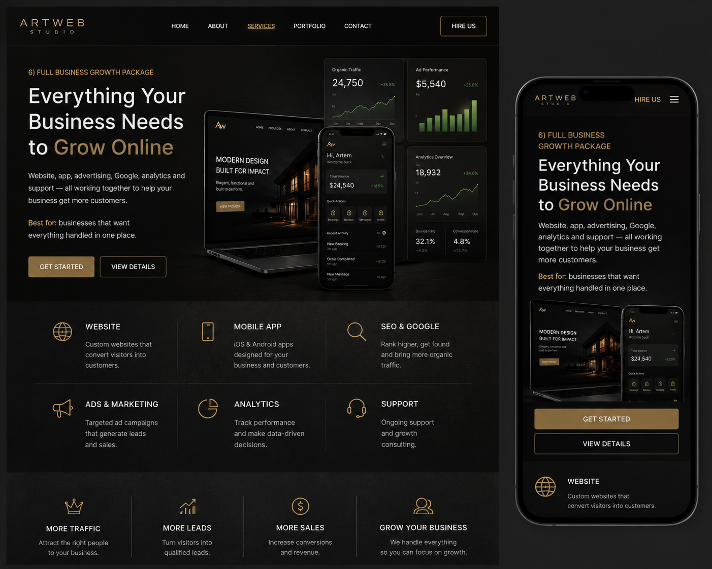 Website and mobile app preview